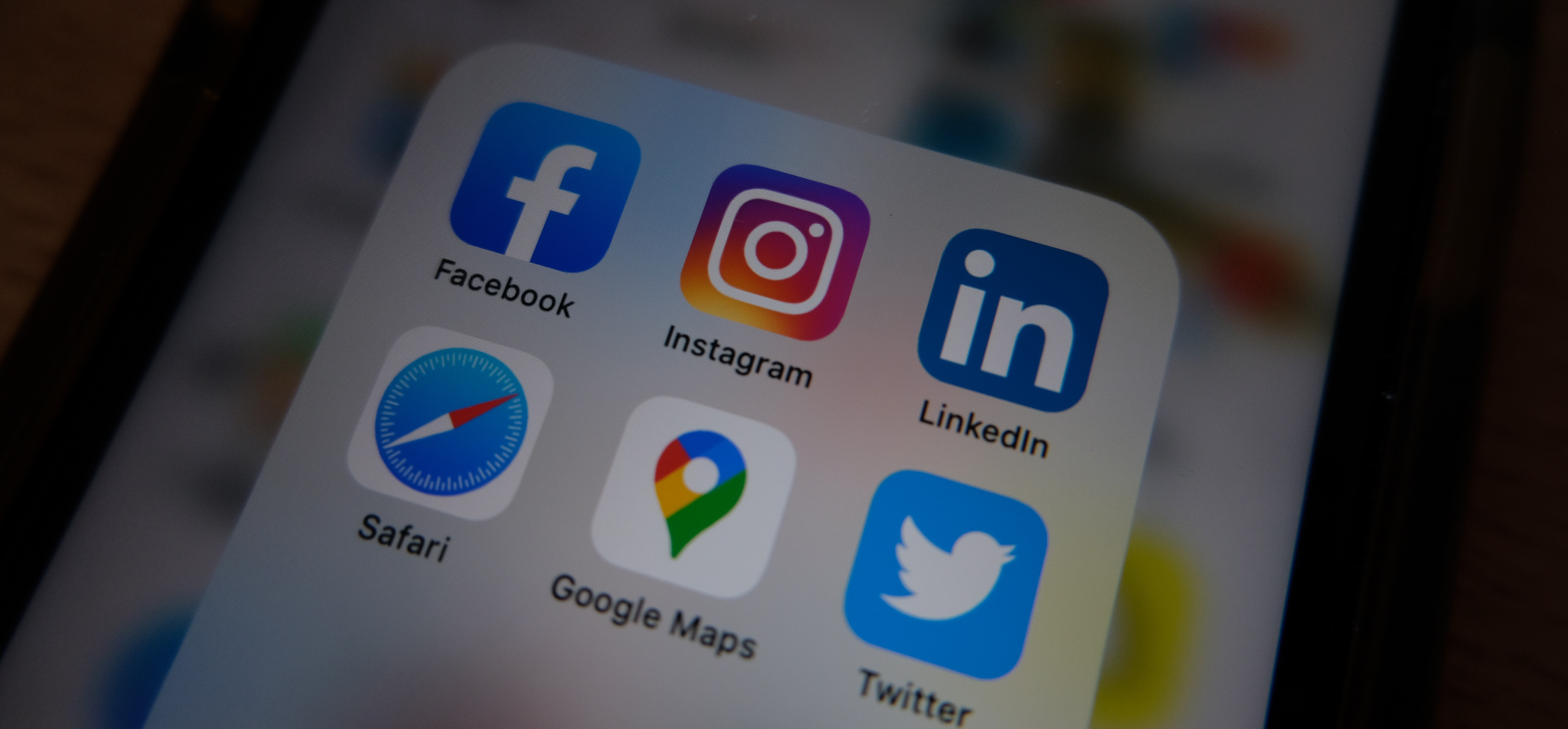 social media icons on phone